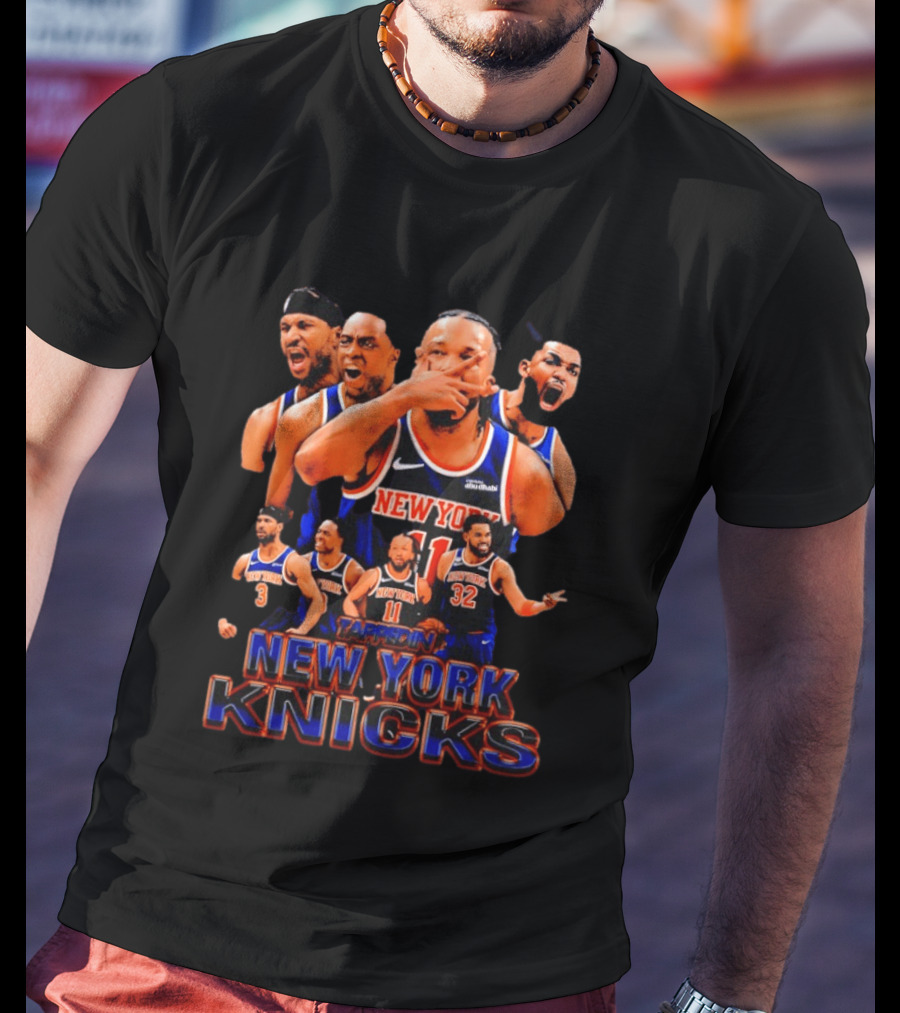 New York Knicks Tappin Jalen Brunson OG Anunoby Karl Anthony Towns Josh Hart Collage T-Shirt