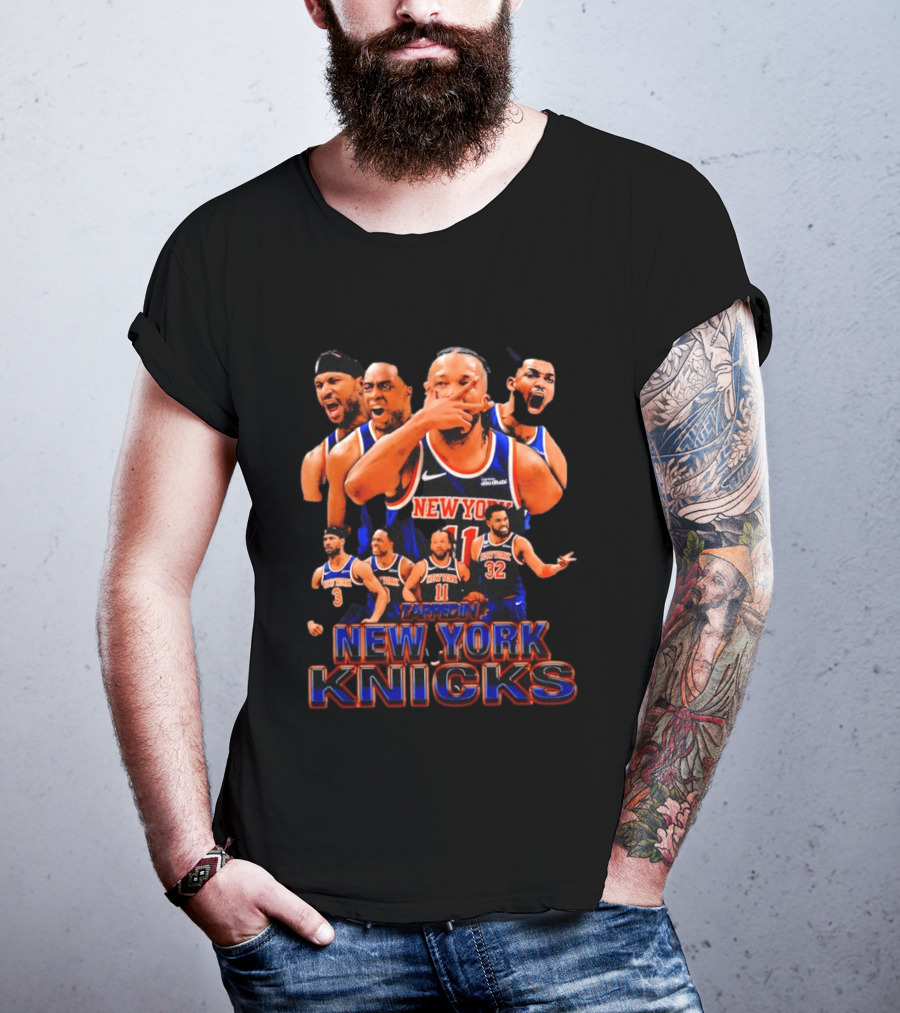 New York Knicks Tappin Jalen Brunson OG Anunoby Karl Anthony Towns Josh Hart Collage T-Shirt