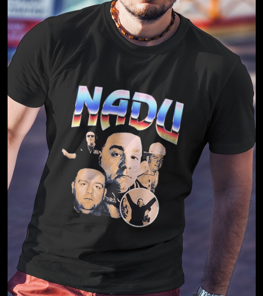 Nadu Multicolor Bold Text And Multiple Faces T-Shirt