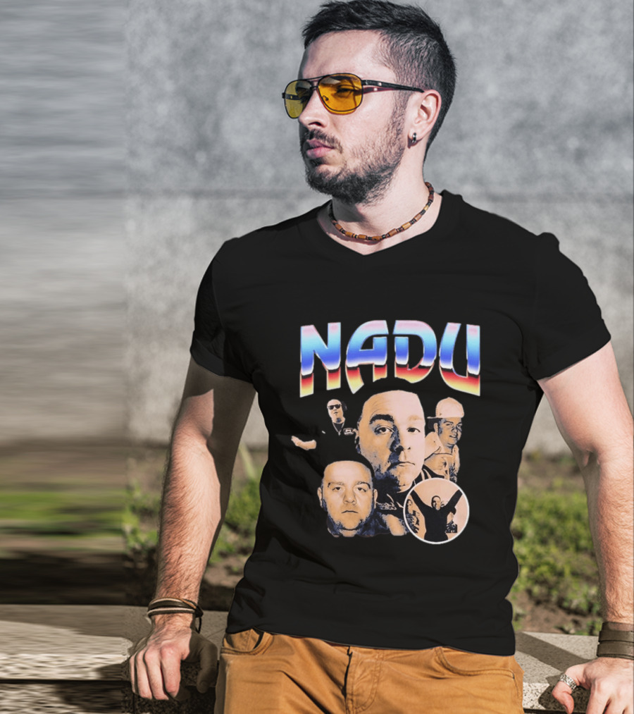 Nadu Multicolor Bold Text And Multiple Faces T-Shirt