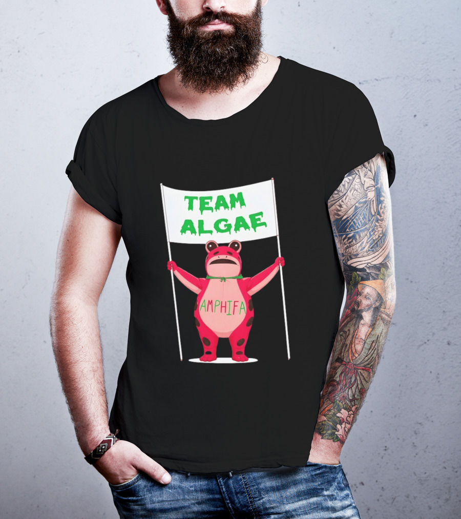 Team Algae Amphifa Frog Holding Banner T-Shirt
