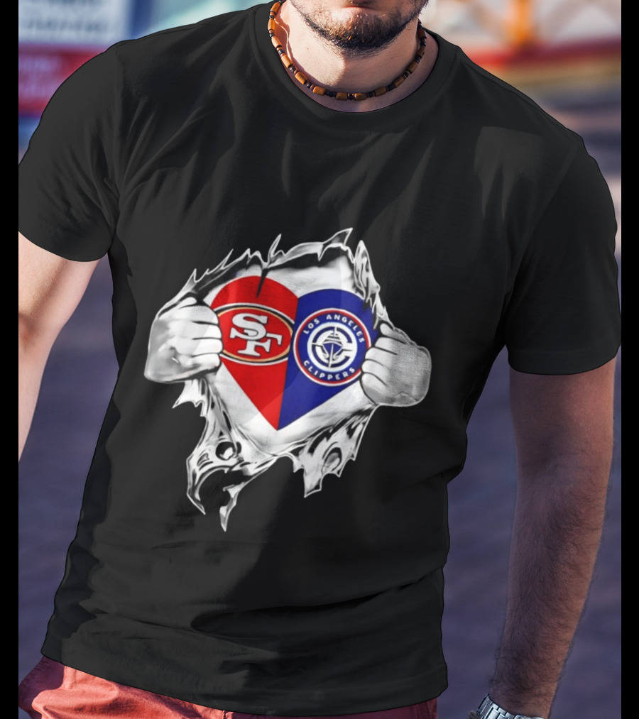 LA Clippers San Francisco 49ers Heart Scratch Dual T-Shirt
