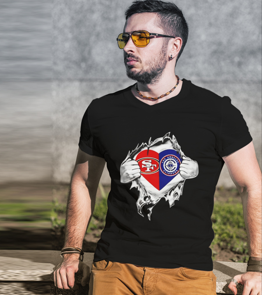 LA Clippers San Francisco 49ers Heart Scratch Dual T-Shirt
