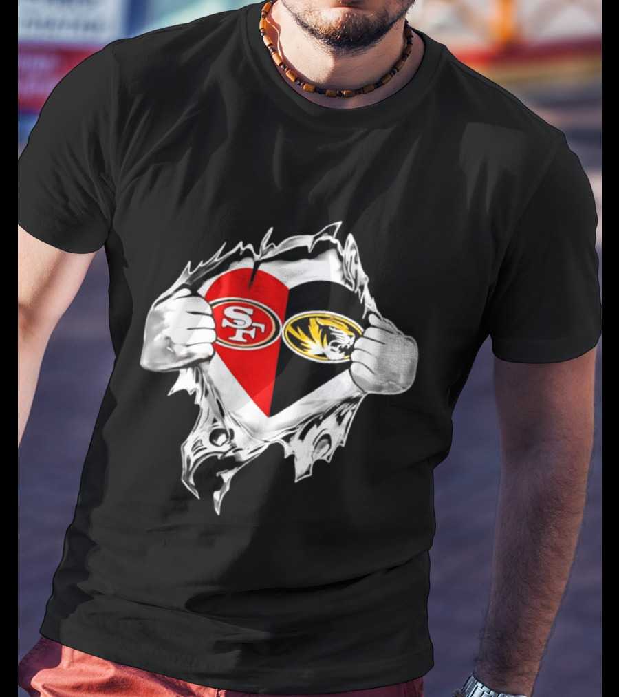 Missouri Tigers San Francisco 49ers Heart Logo Fan Passion T-Shirt