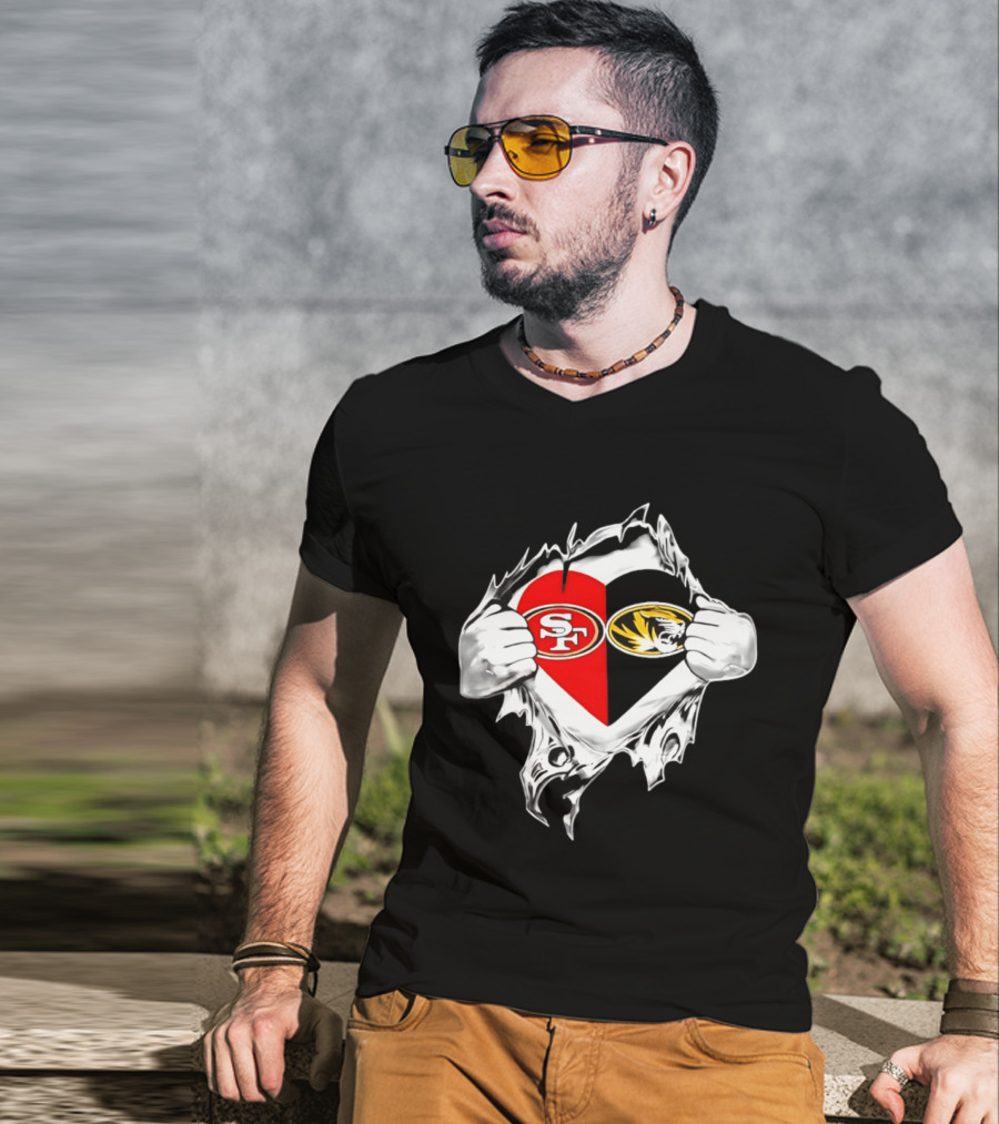 Missouri Tigers San Francisco 49ers Heart Logo Fan Passion T-Shirt