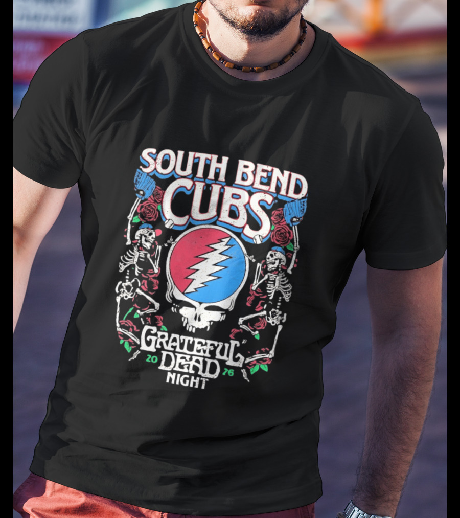 South Bend Cubs 2026 Grateful Dead Night Steal Your Face Baseball Skeleton T-Shirt