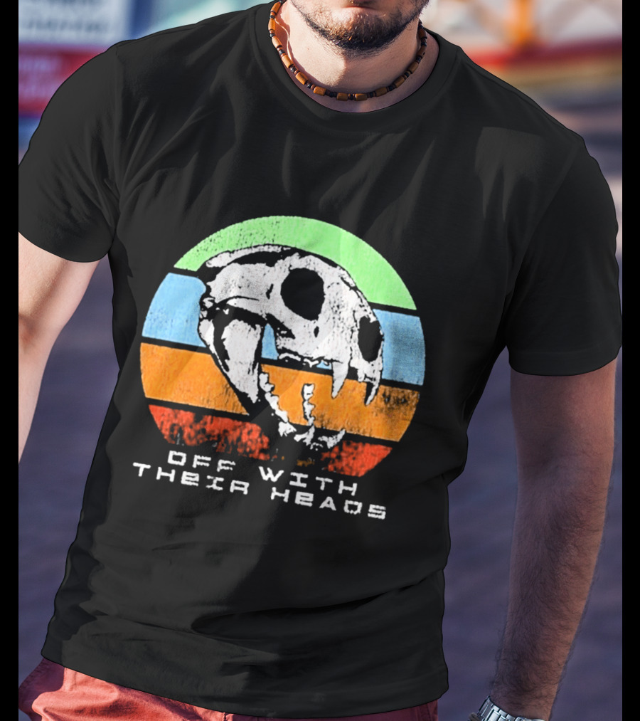 Off With Their Heads Skull Rainbow Stripes T-Shirt