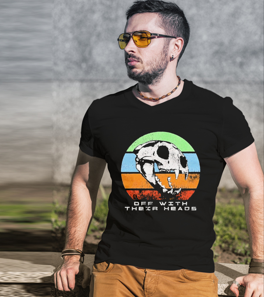 Off With Their Heads Skull Rainbow Stripes T-Shirt