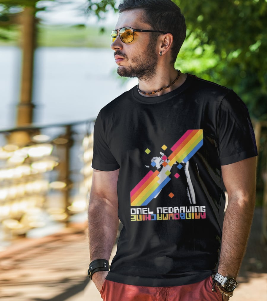 Onelinedrawing Rainbowmachine Colorful Abstract Blocks T-Shirt