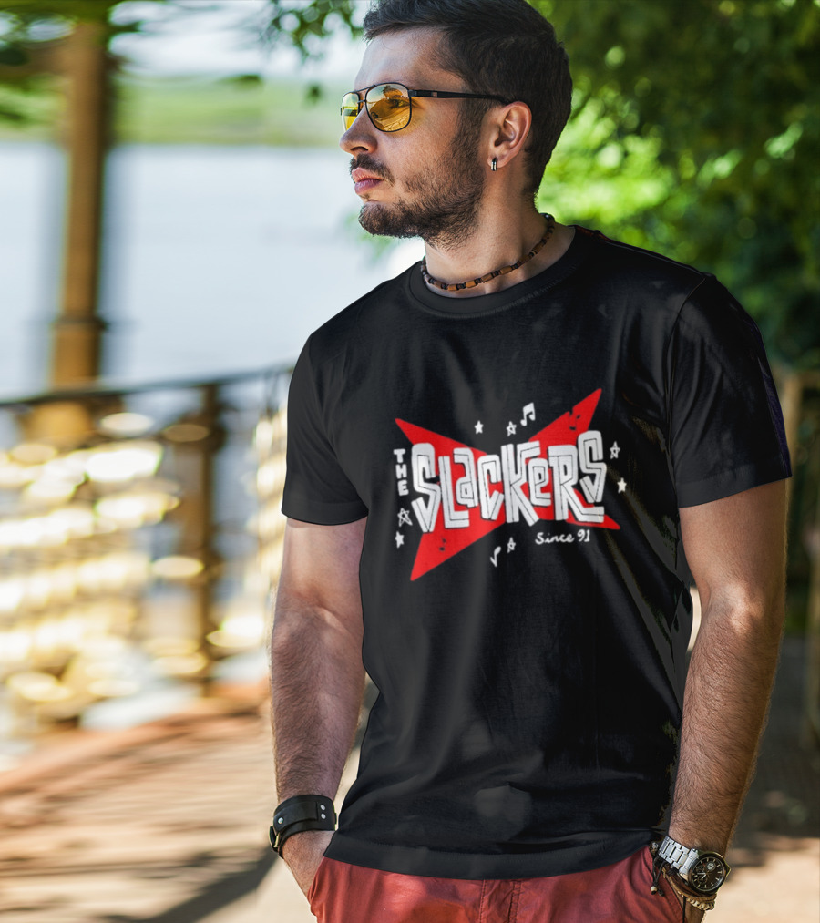The Slackers Since 91 Tour Retro Music Notes And Stars T-Shirt