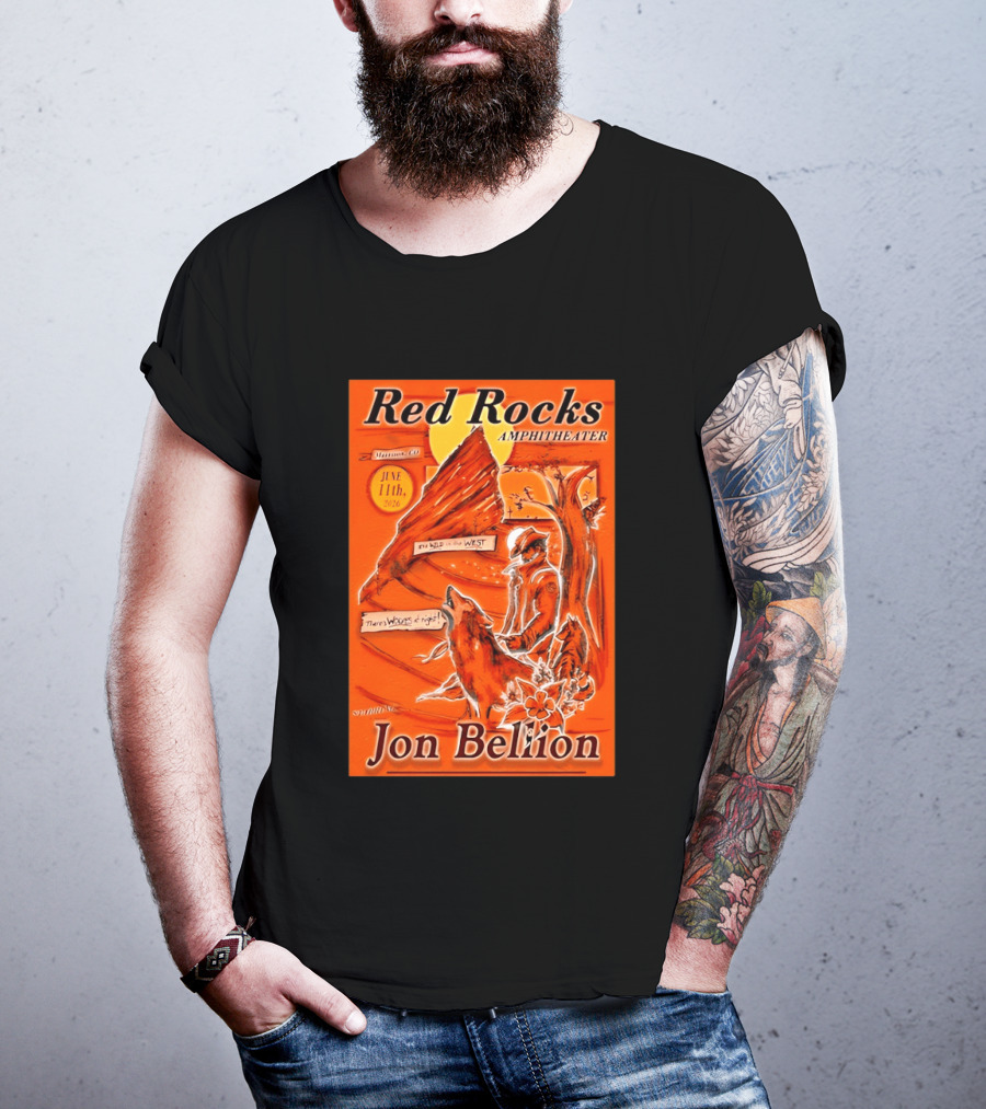 Red Rocks Amphitheater Jon Bellion Concert June 11th 2026 Cowboy And Wolf In Wild West Morrison Colorado T-Shirt