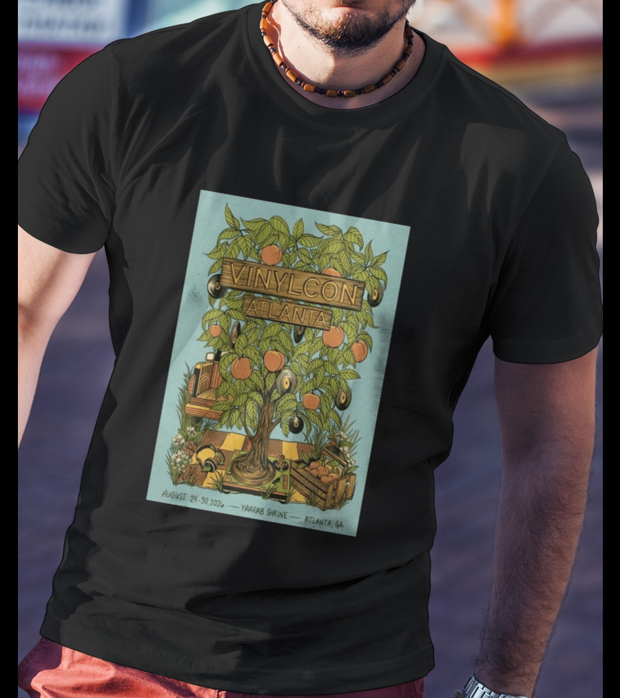 VinylCon Atlanta August 29 30 2026 Yaarab Shrine Georgia Peach Tree Records T-Shirt