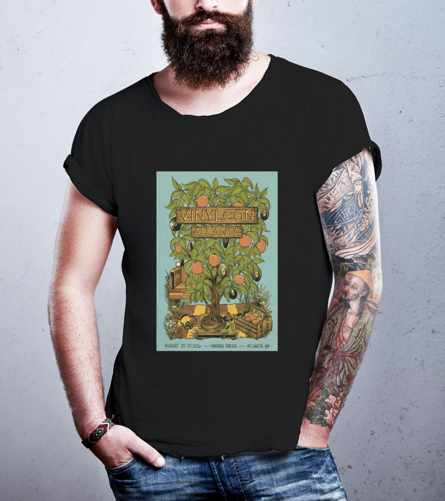 VinylCon Atlanta August 29 30 2026 Yaarab Shrine Georgia Peach Tree Records T-Shirt