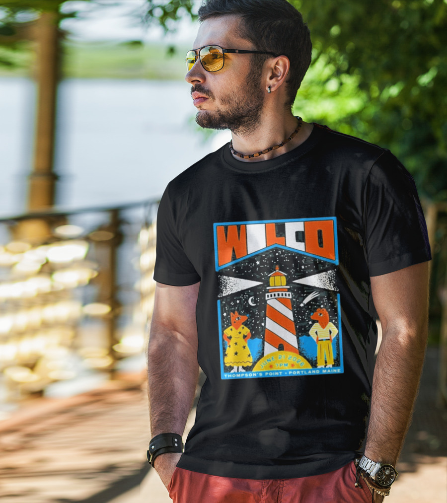 Wilco June 21 2026 Thompson's Point Portland Maine Lighthouse Concert Tour T-Shirt