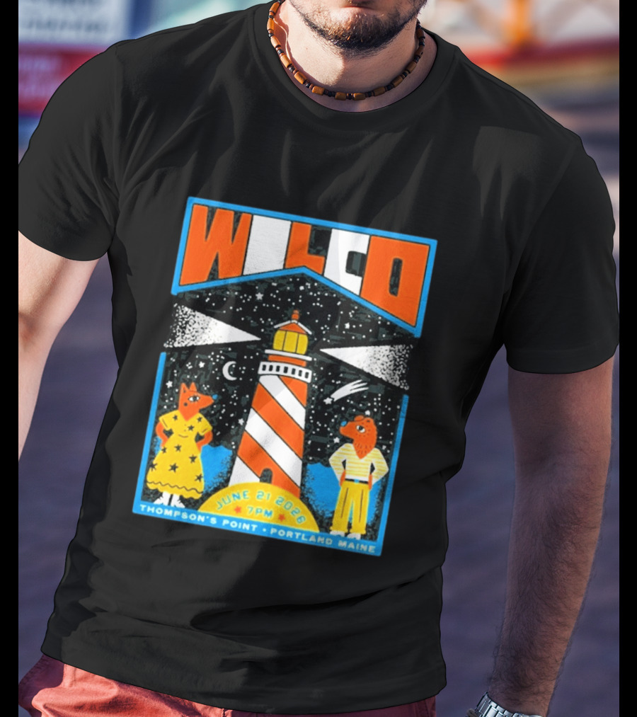 Wilco June 21 2026 Thompson's Point Portland Maine Lighthouse Concert Tour T-Shirt