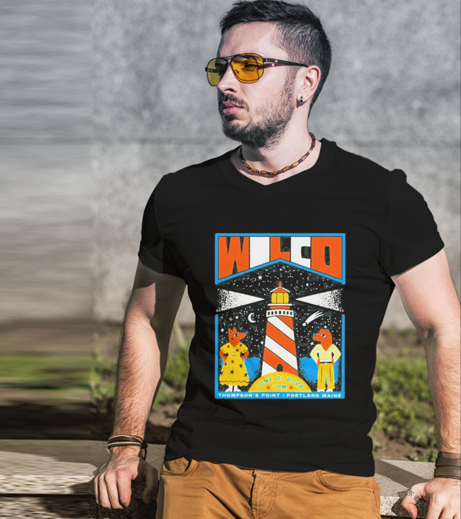 Wilco June 21 2026 Thompson's Point Portland Maine Lighthouse Concert Tour T-Shirt