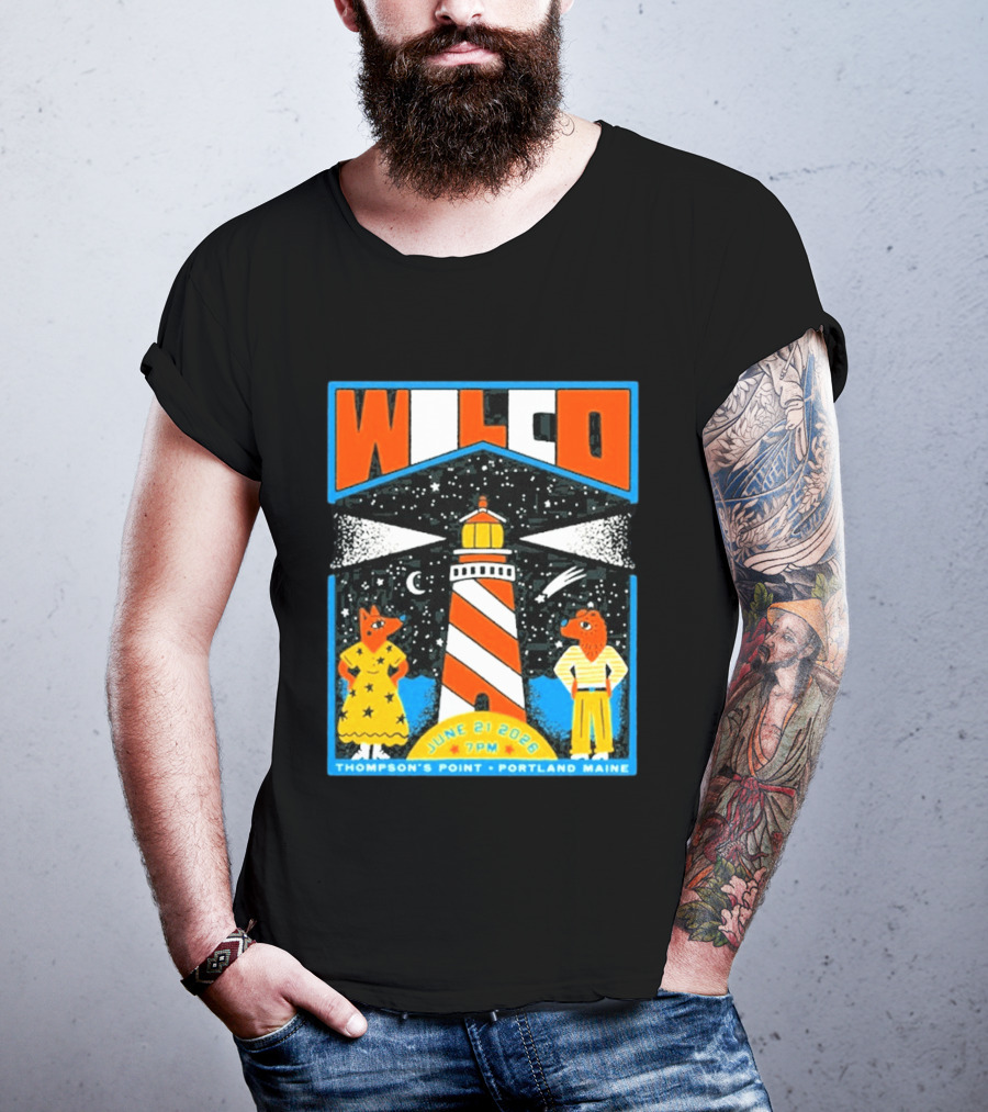 Wilco June 21 2026 Thompson's Point Portland Maine Lighthouse Concert Tour T-Shirt