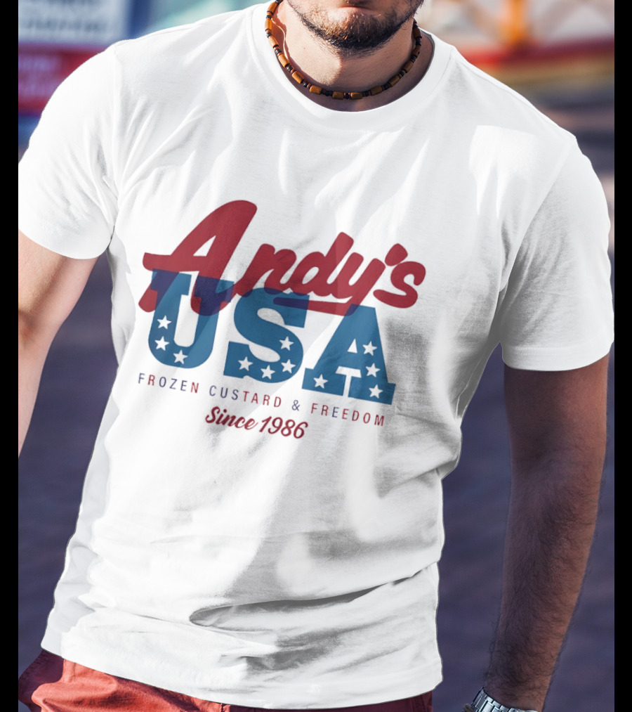 Andy's USA Frozen Custard And Freedom Patriotic Stars Since 1986 T-Shirt
