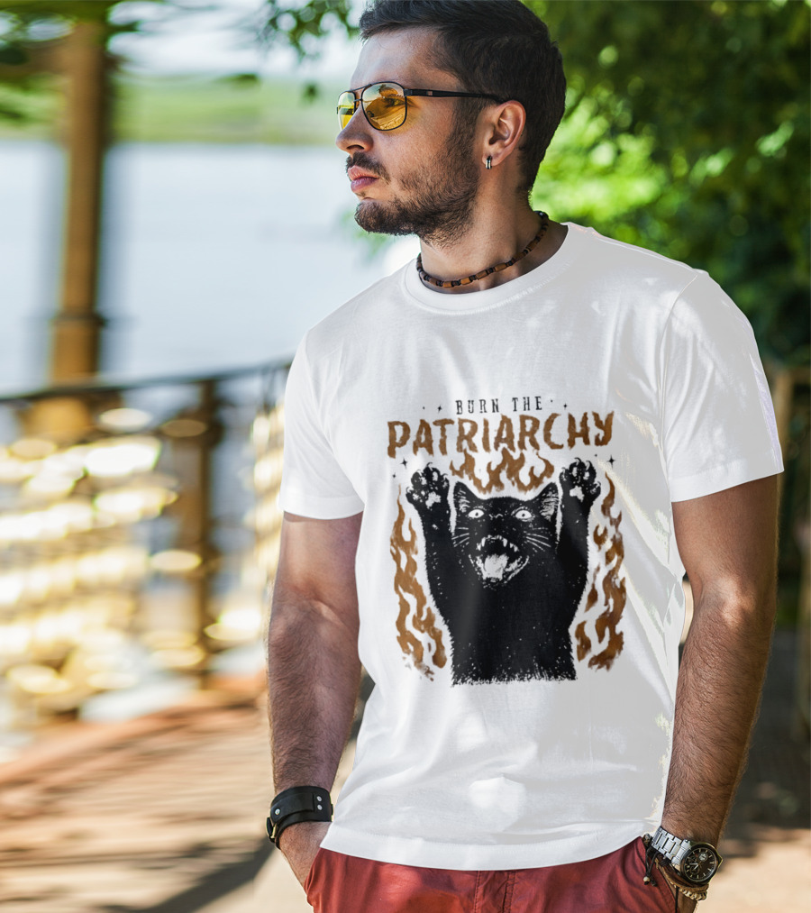 Burn The Patriarchy Feminism Cat Empowerment T-Shirt