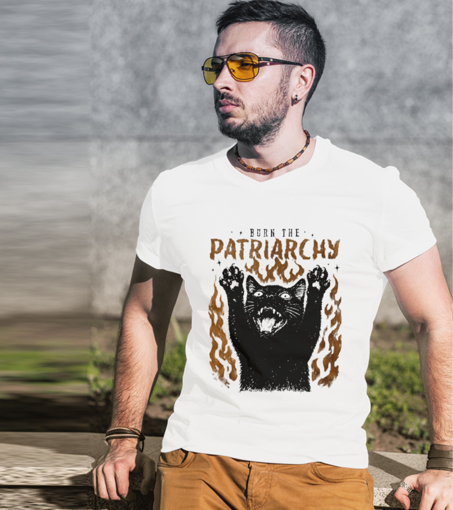 Burn The Patriarchy Feminism Cat Empowerment T-Shirt