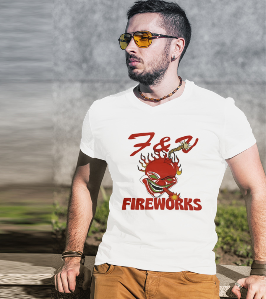 F And V Fireworks Explosive Red Joker Face With Lit Fuse T-Shirt