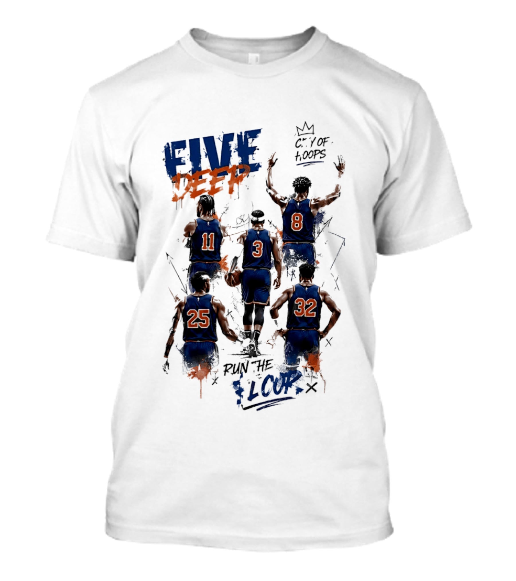 New York Knicks Five Deep City Of Hoops Run The Floor T-Shirt