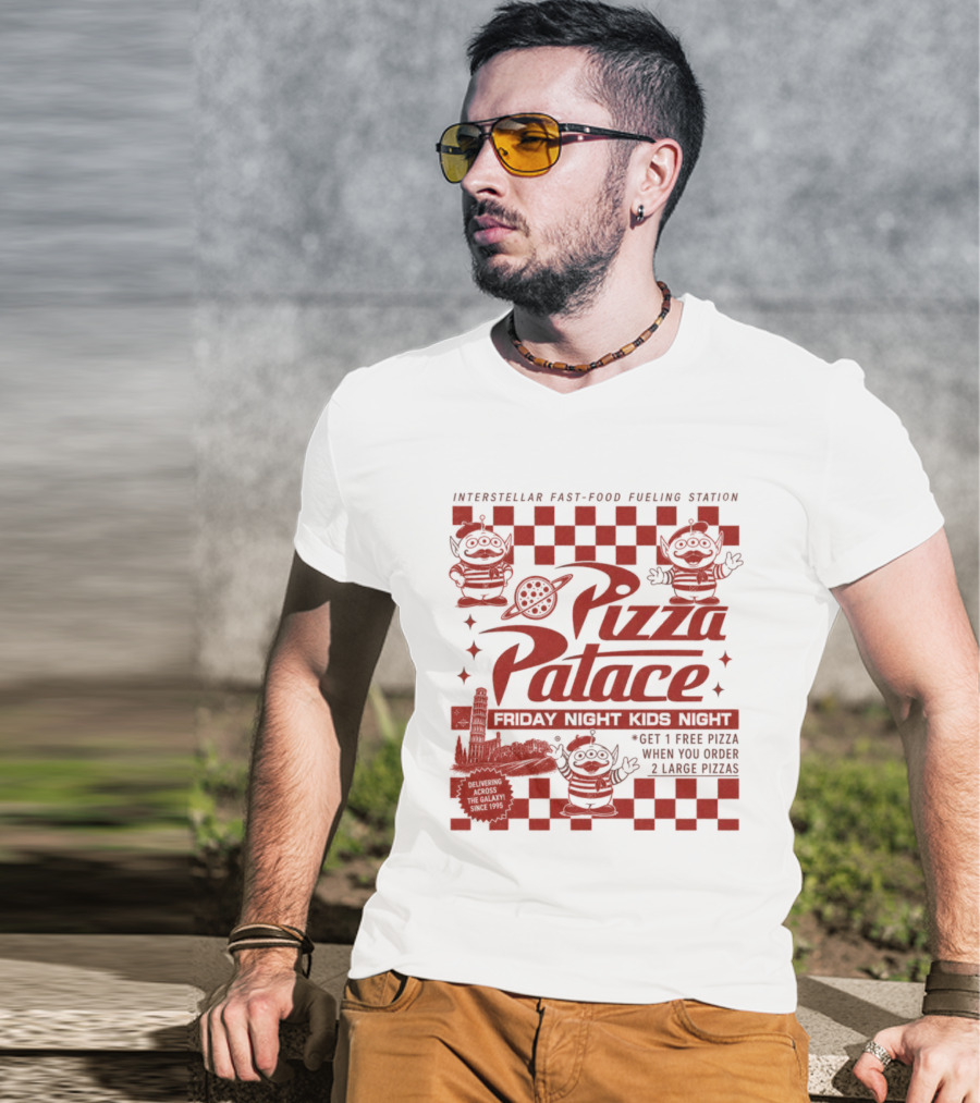 Pizza Palace Skeeball Fast Food Arcade Person Get 1 Free Pizza T-Shirt