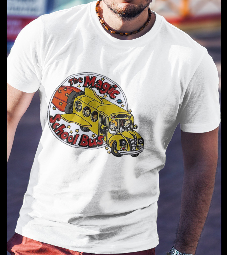 The Magic School Bus Ms Frizzle Arnold Class Characters Cartoon Rocket Bus T-Shirt