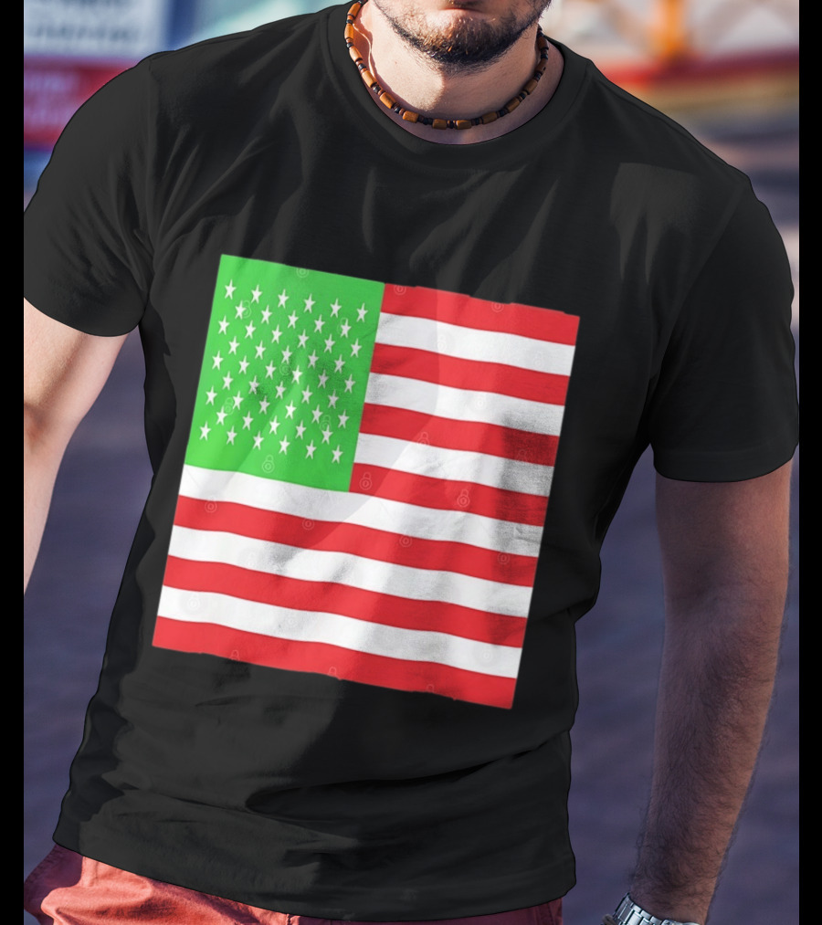 American Flag Green And Red Color Variant Stars And Stripes T-Shirt