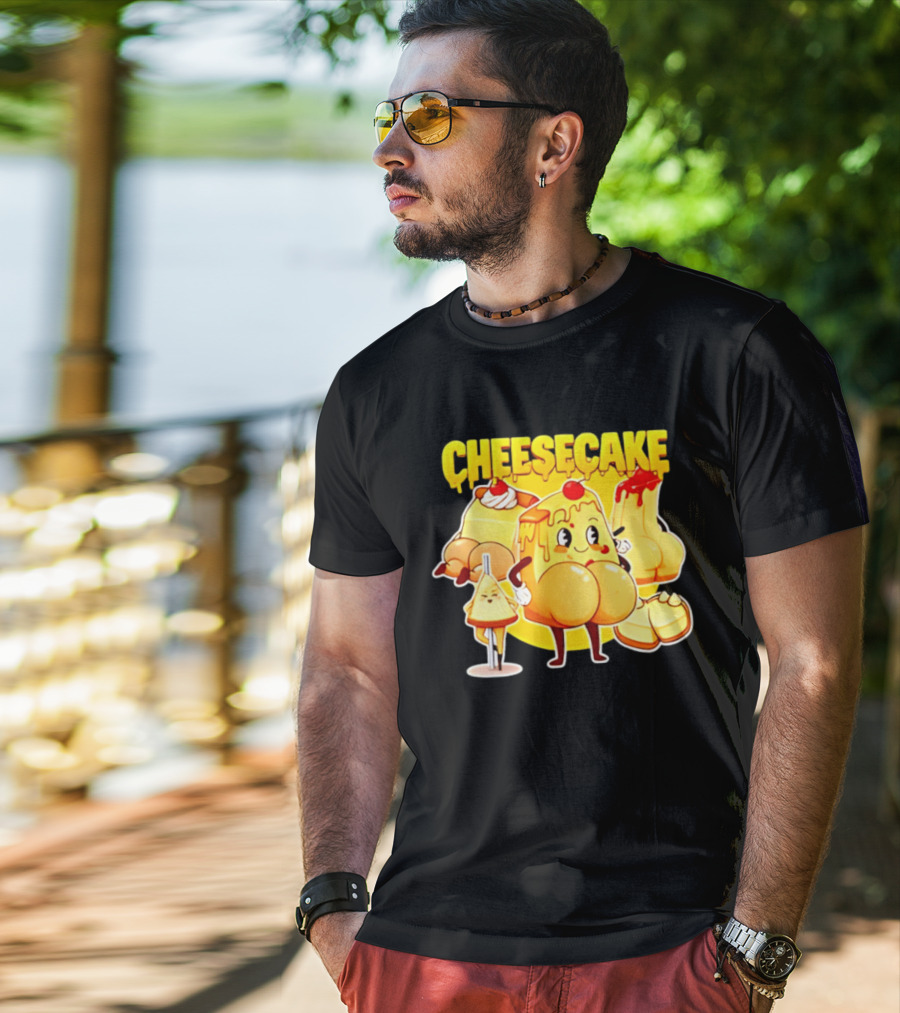 Cheesecake Delicious Cartoon Characters With Cherry And Whipped Cream T-Shirt