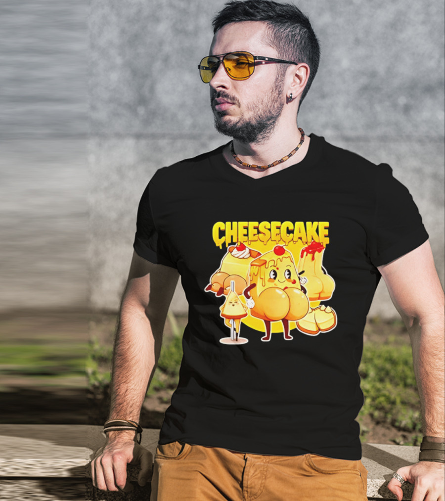 Cheesecake Delicious Cartoon Characters With Cherry And Whipped Cream T-Shirt