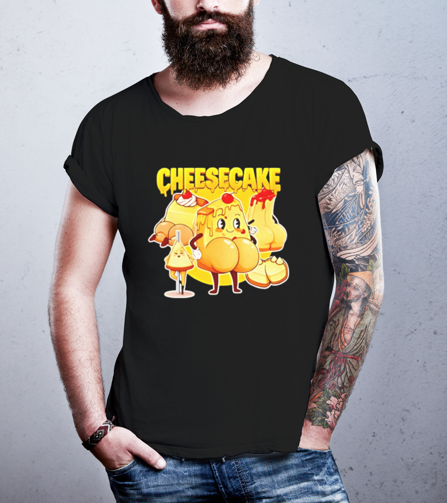 Cheesecake Delicious Cartoon Characters With Cherry And Whipped Cream T-Shirt