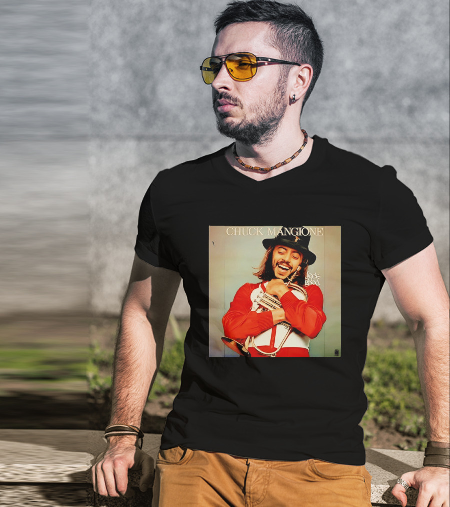 Chuck Mangione Feels So Good Iconic Album Cover With Flugelhorn Player In Red And White Outfit T-Shirt