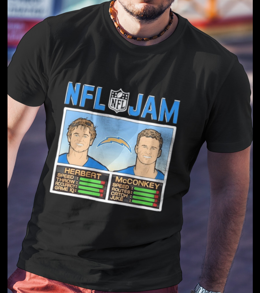 NFL Jam Herbert McConkey Los Angeles Chargers Football T-Shirt