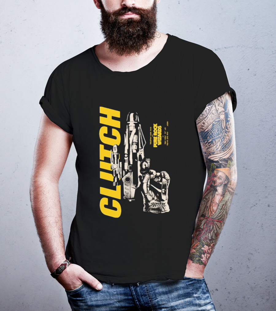 Clutch Pure Rock Wizards Tour Retro Sci Fi Mechanical Arm T-Shirt