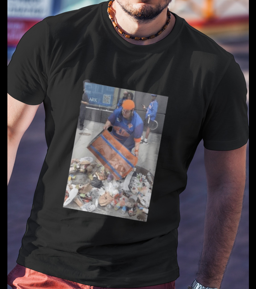 Knicks Dei Angie Trashcan Cleanup Team Fan Spirit Trash Pile T-Shirt