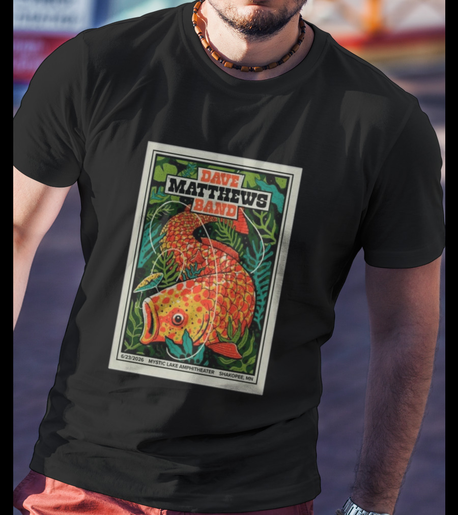 Dave Matthews Band Mystic Lake Amphitheater Shakopee MN June 23 2026 Fish And Leaf T-Shirt