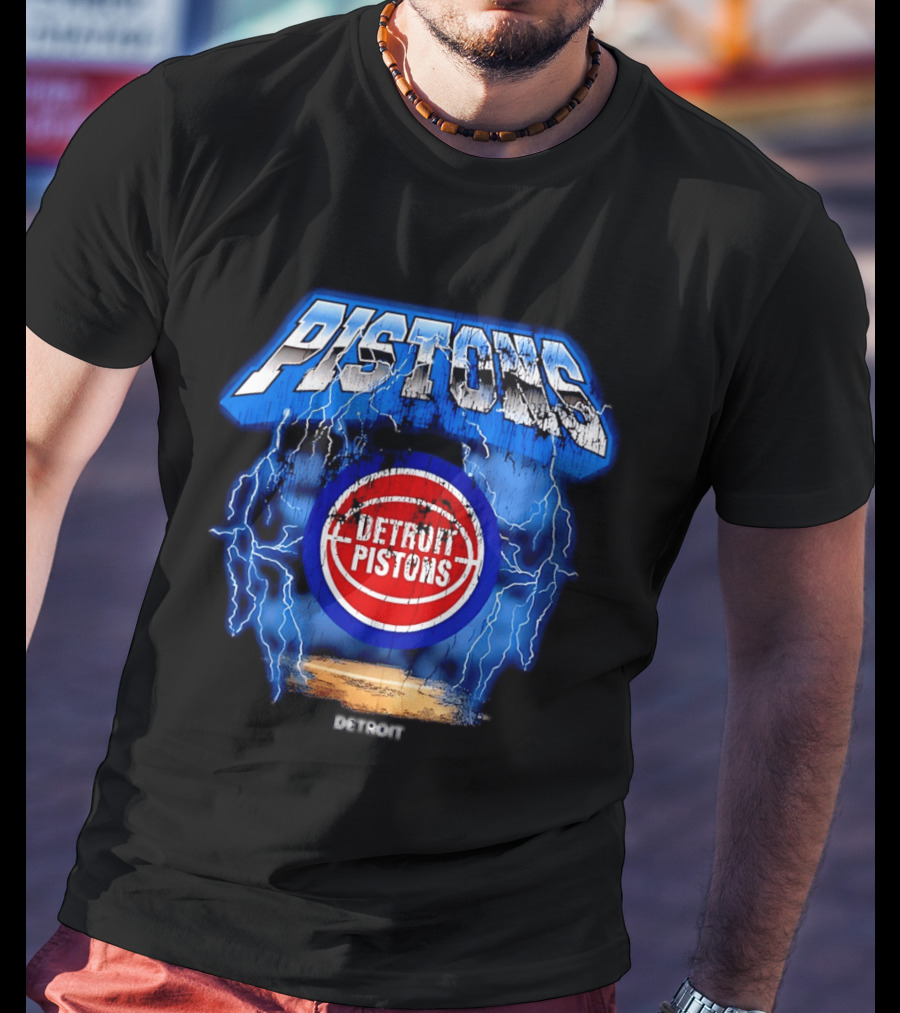 Detroit Pistons Lightning Effects Blue Electric Impact T-Shirt