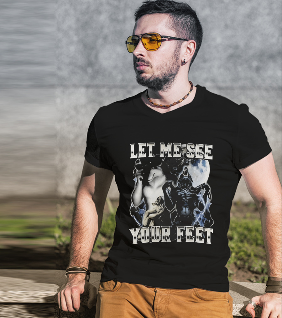 Let Me See Your Feet Howling Wolves Moon Meme T-Shirt