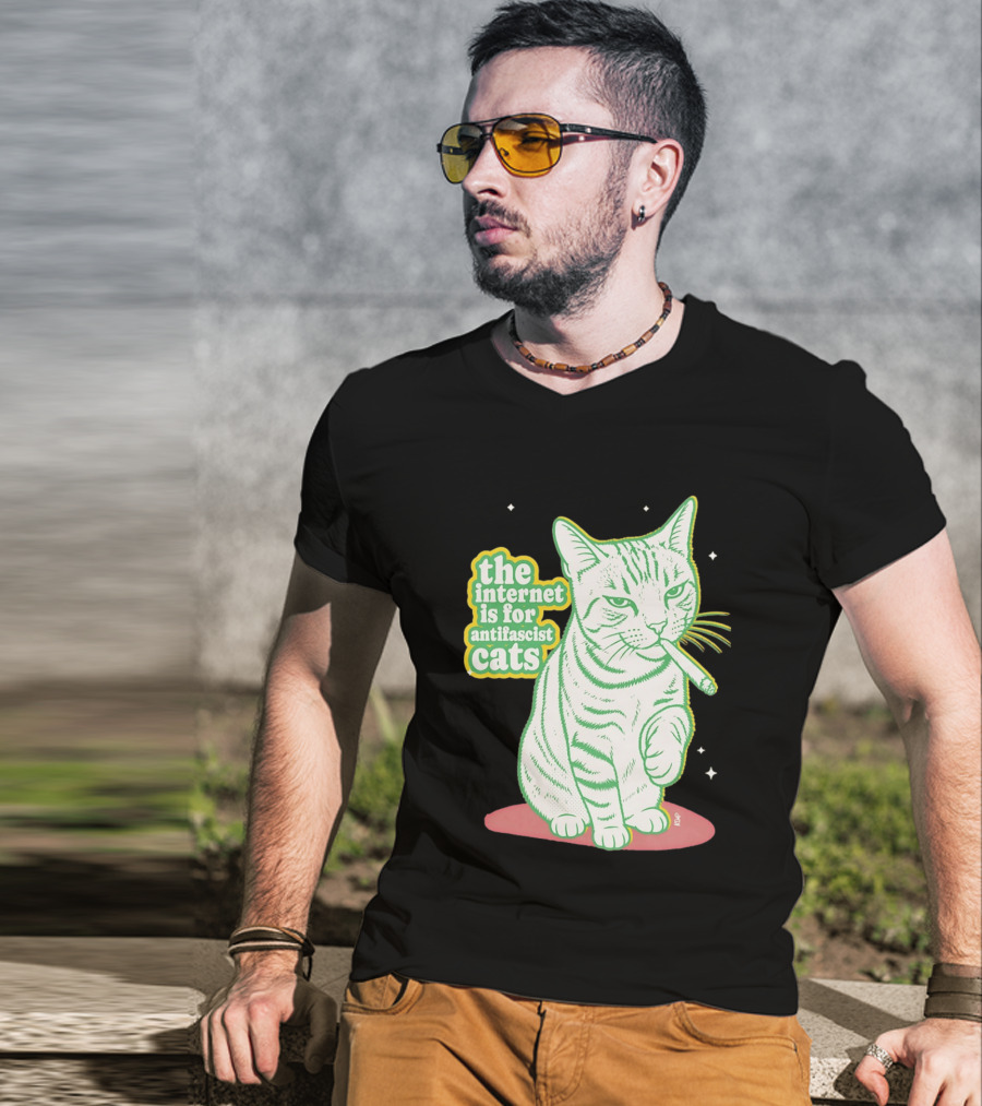 Antifascist Cats Internet Humor Smoky Cat Relaxation T-Shirt