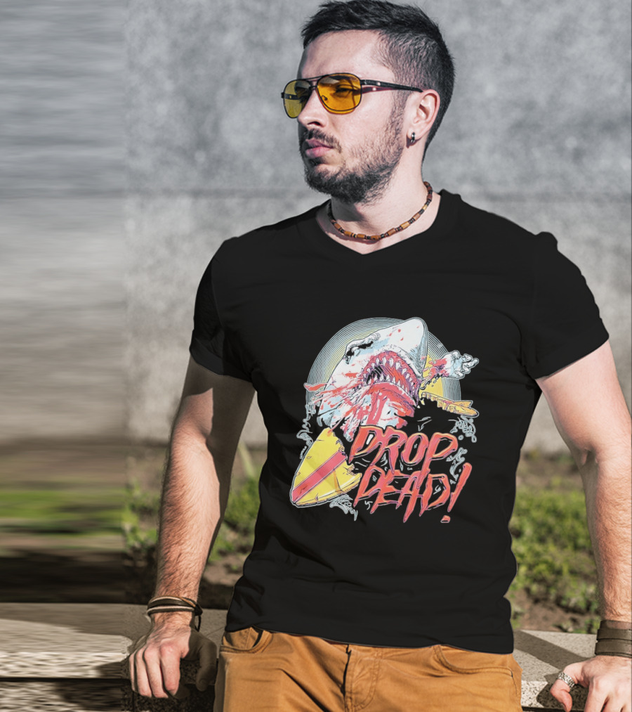 Drop Dead Shark Attack Surfboard T-Shirt