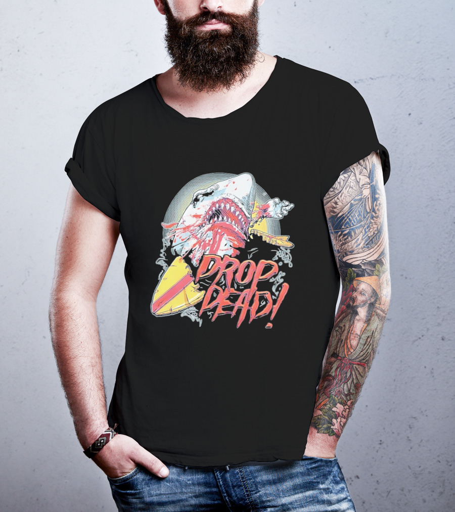 Drop Dead Shark Attack Surfboard T-Shirt