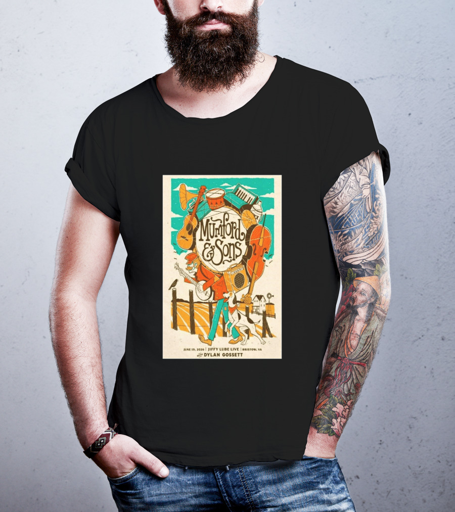 Mumford & Sons Dylan Gossett Jiffy Lube Live June 19 2026 Bristow Virginia T-Shirt