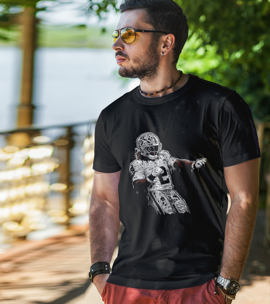 Gardner Minshew Las Vegas Raiders Drip 2 Football Player In Action T-Shirt