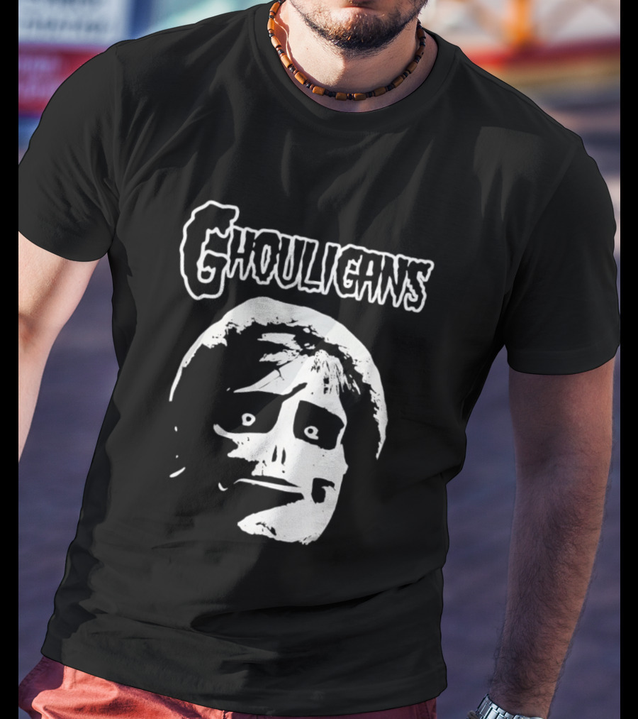 Ghouligans Classic Horror Punk Skull Face White T-Shirt