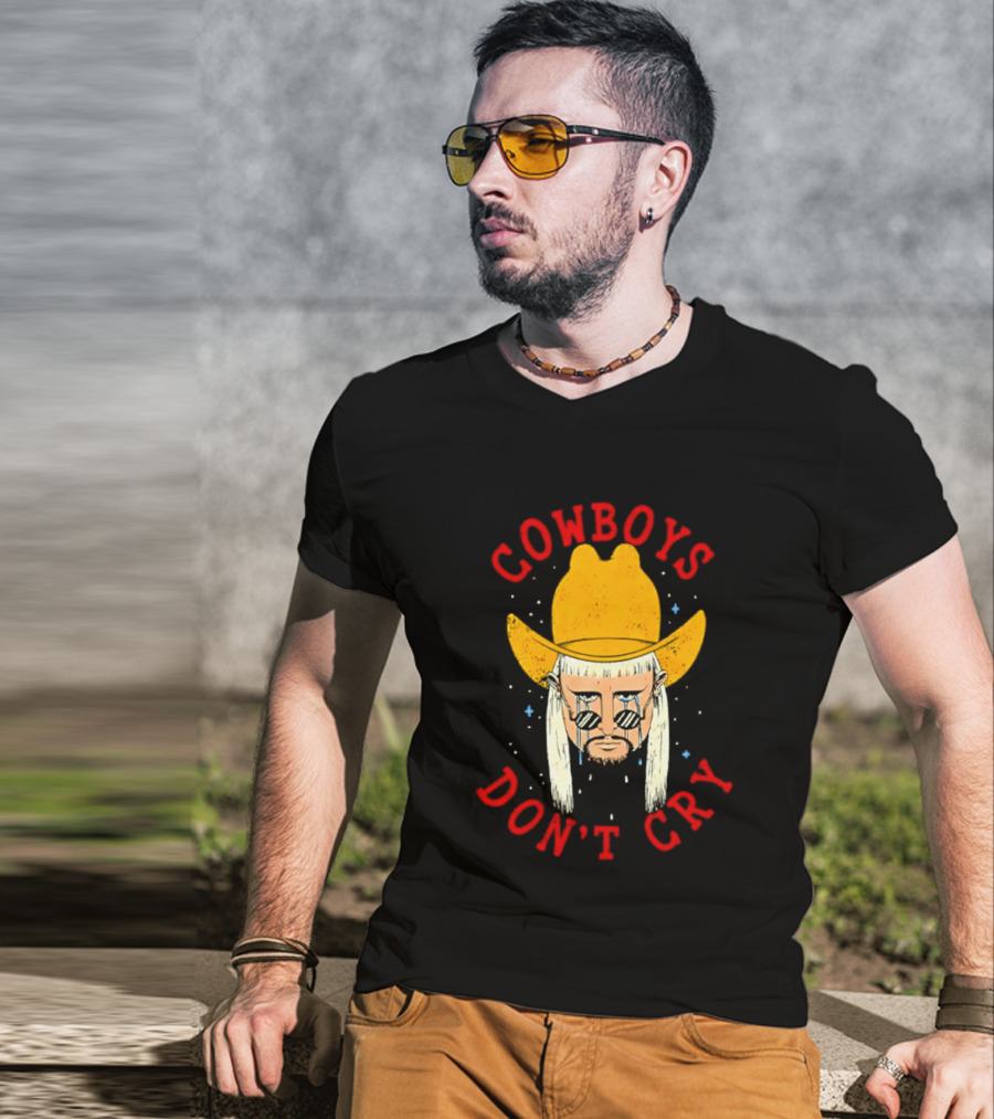 Oliver Tree Cowboys Don't Cry Large Yellow Hat Sad Face T-Shirt