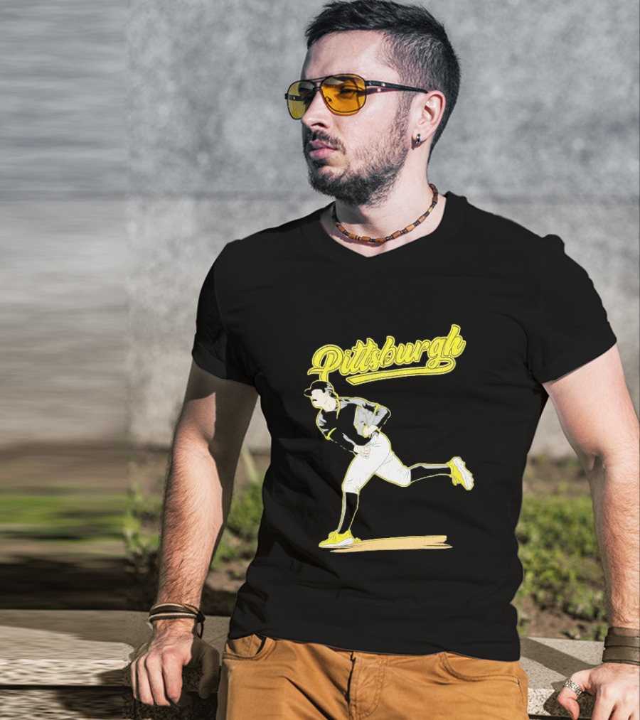 Pittsburgh Pirates Paul Skenes Baseball Player Throwing Action T-Shirt