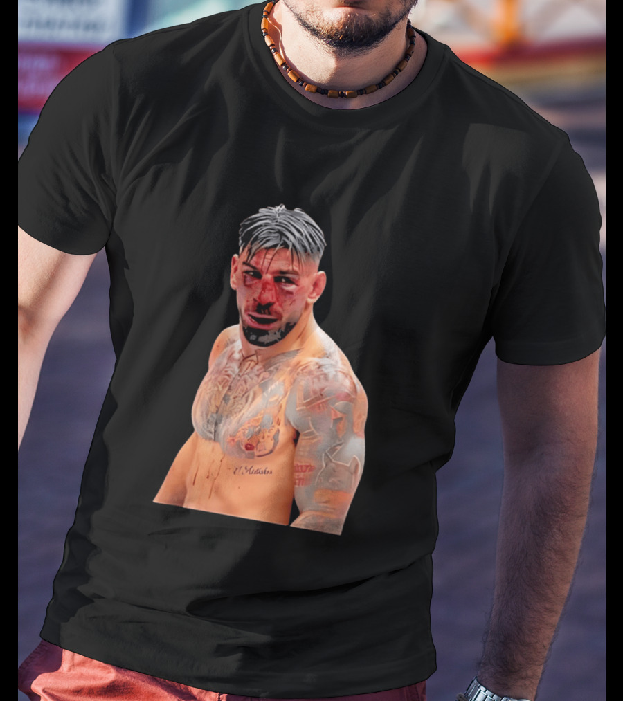 Ilia Topuria MMA Fighter Portrait Bleeding Face T-Shirt