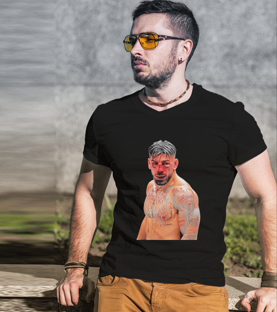 Ilia Topuria MMA Fighter Portrait Bleeding Face T-Shirt