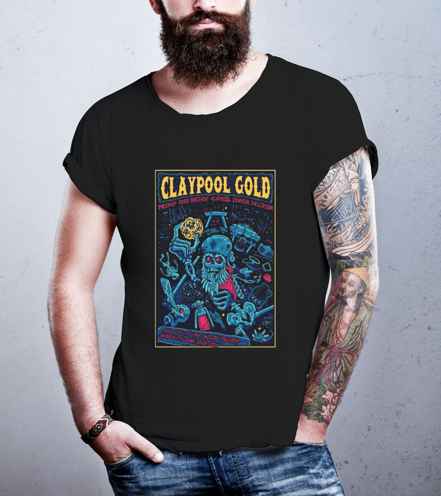 Claypool Gold Primus Frog Brigade Lennon Delirium Live Austin TX June 23 2026 T-Shirt